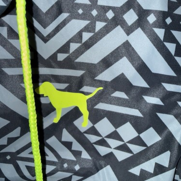 PINK Victoria’s Secret Women’s Black Gray 1/2 Zip Windbreaker Jacket Size M•L - Picture 3 of 4